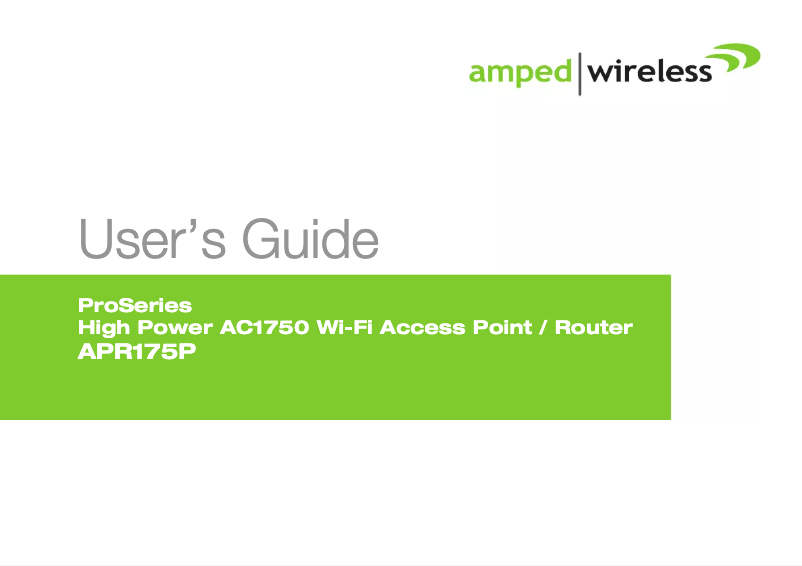Page n°1 - Manuel utilisateur Amped Wireless ProSeries REB175P