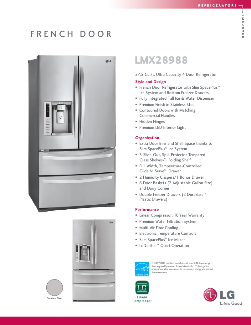 Página 1 del manual Ficha técnica LG LMX28988ST