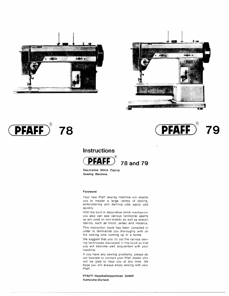 Page n°1 - Manuel utilisateur Pfaff 79