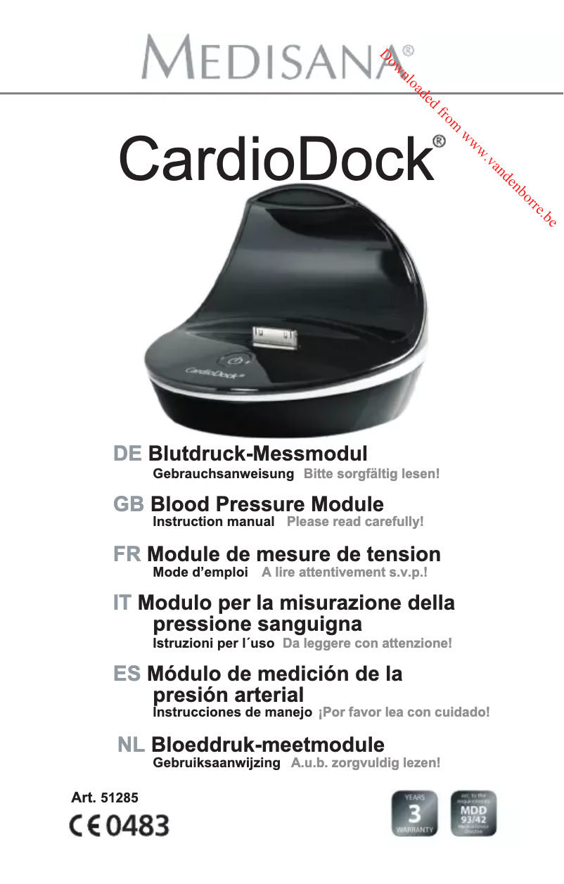 Page n°1 - Manuel utilisateur Medisana CardioDock 2