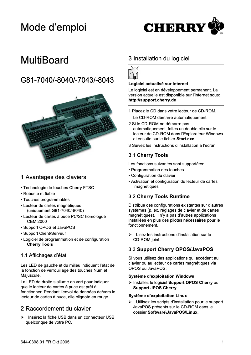 Image de la première page du manuel de l'appareil MultiBoard G81-7040