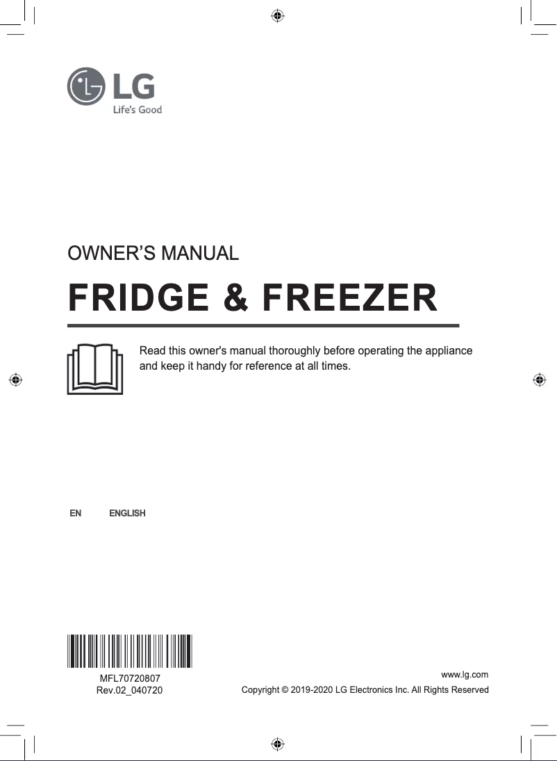 Page 1 de la notice Manuel utilisateur LG GR-B519NLCZ