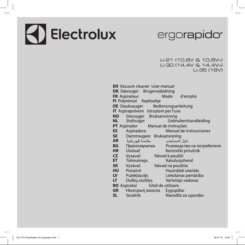 Page n°1 - Manuel utilisateur Electrolux ZB3103