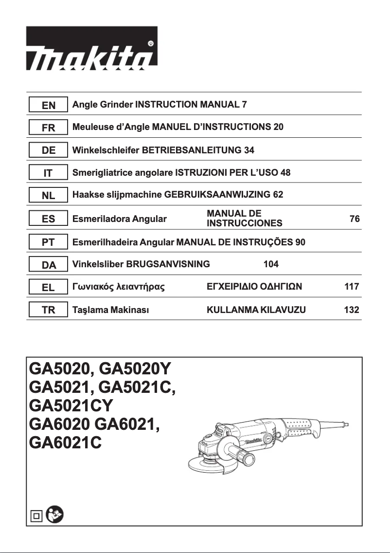 Page 1 de la notice Manuel utilisateur Makita GA5021C