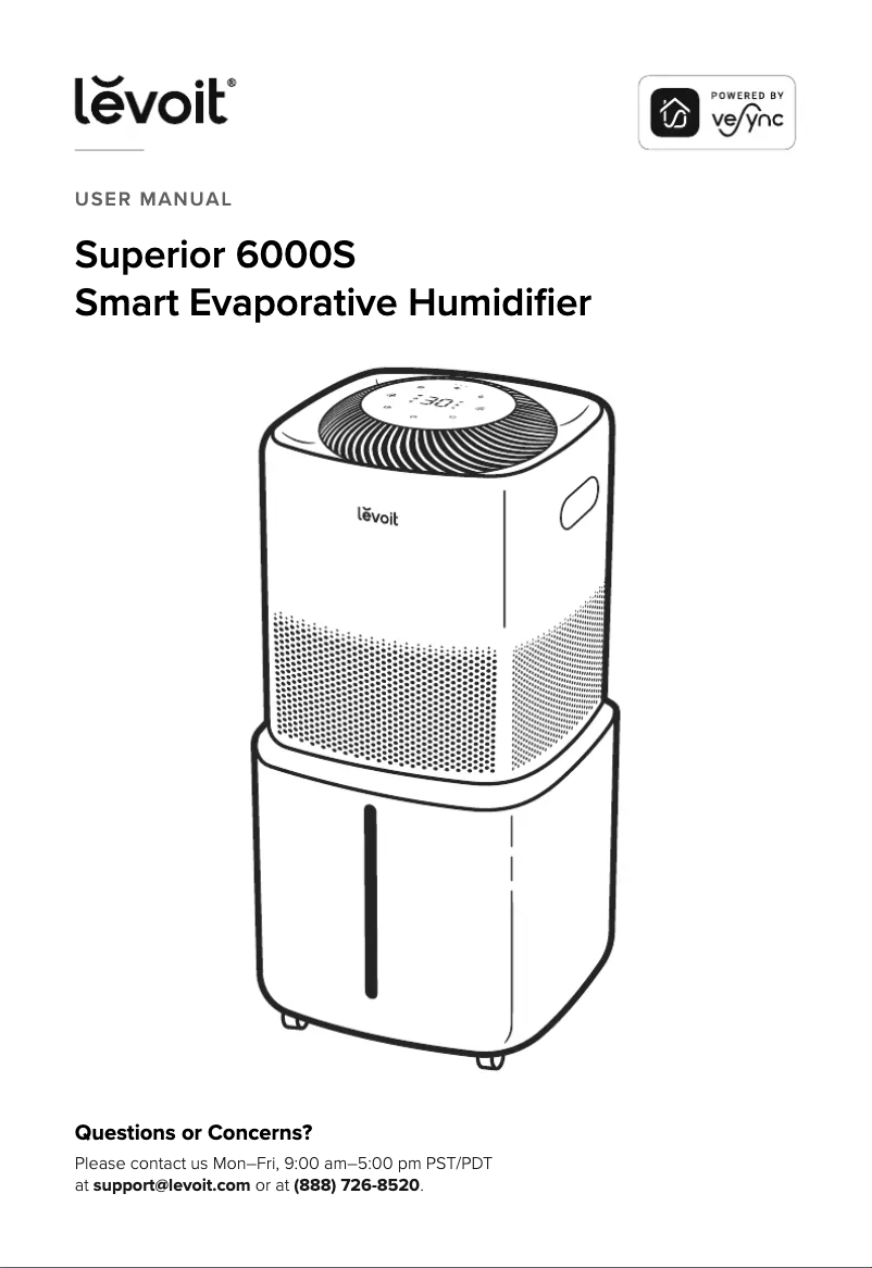 Page 1 de la notice Manuel utilisateur Levoit Superior 6000S LEH-S601S-WUS