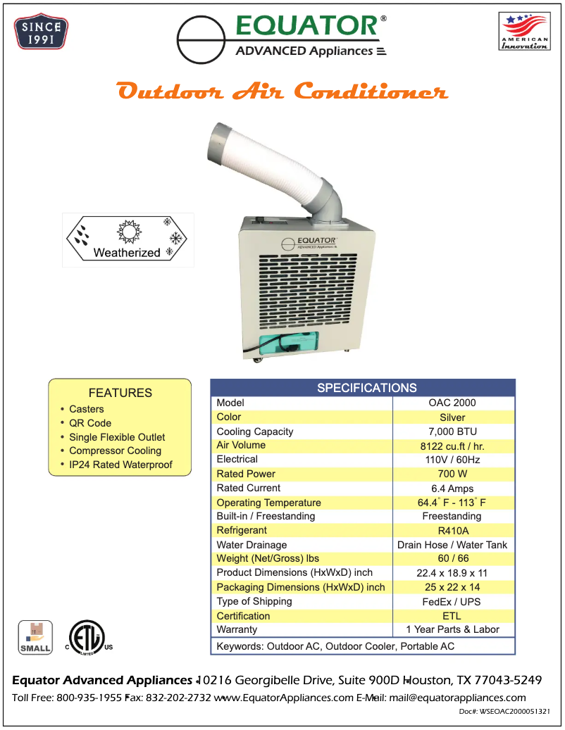 Image de la première page du manuel de l'appareil OAC 2000