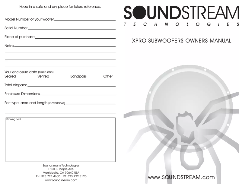 Page 1 de la notice Manuel utilisateur Soundstream XPRO 12