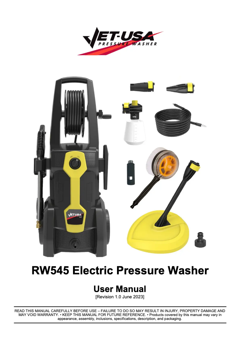 Page 1 de la notice Manuel utilisateur Jet-USA RW545