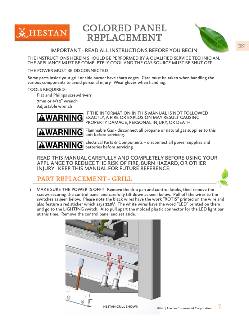Page 1 de la notice Instructions / montage Hestan AGB122-NG-GR