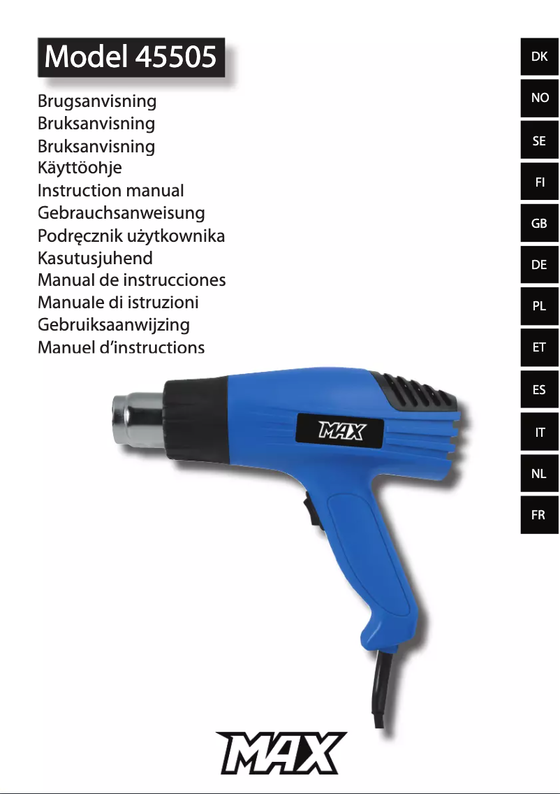 Page 1 de la notice Manuel utilisateur MAX 45505