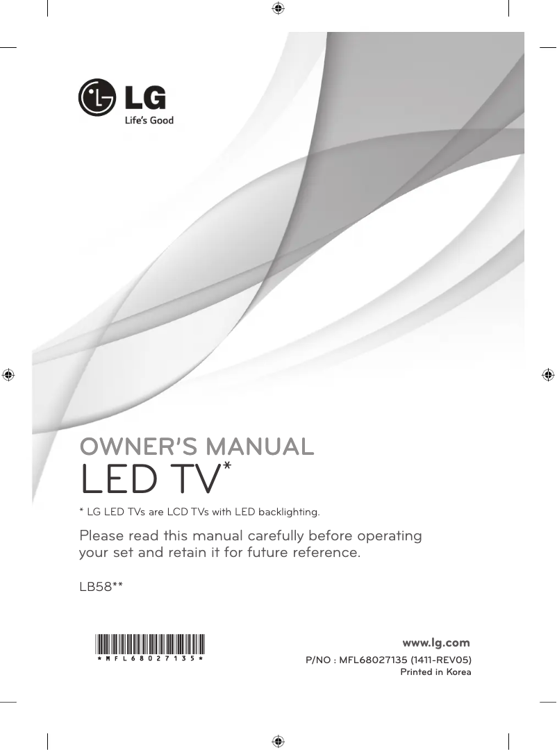 Page 1 de la notice Manuel utilisateur LG 55LB582Y