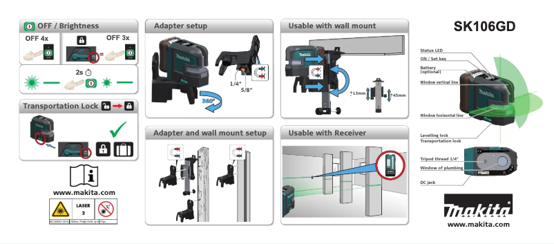 Page n°1 - Manuel utilisateur Makita SK106GDZ