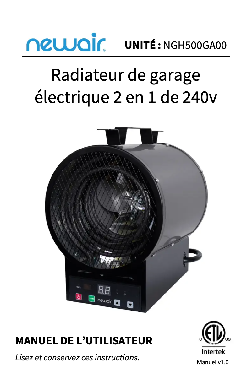 Image de la première page du manuel de l'appareil NGH500GA00