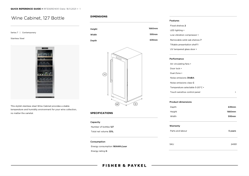 Page n°1 - Manuel utilisateur Fisher & Paykel RF306RDWX1