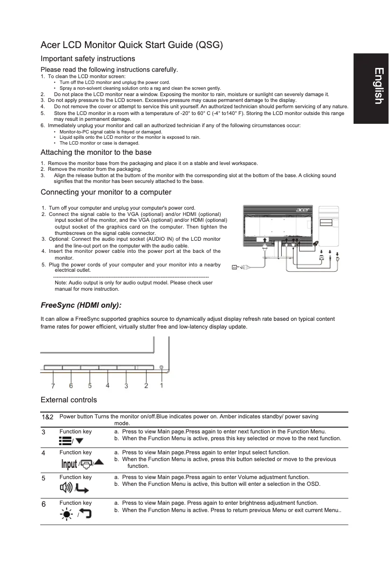 Página 1 del manual Guía de inicio rápido Acer KG1 KG241