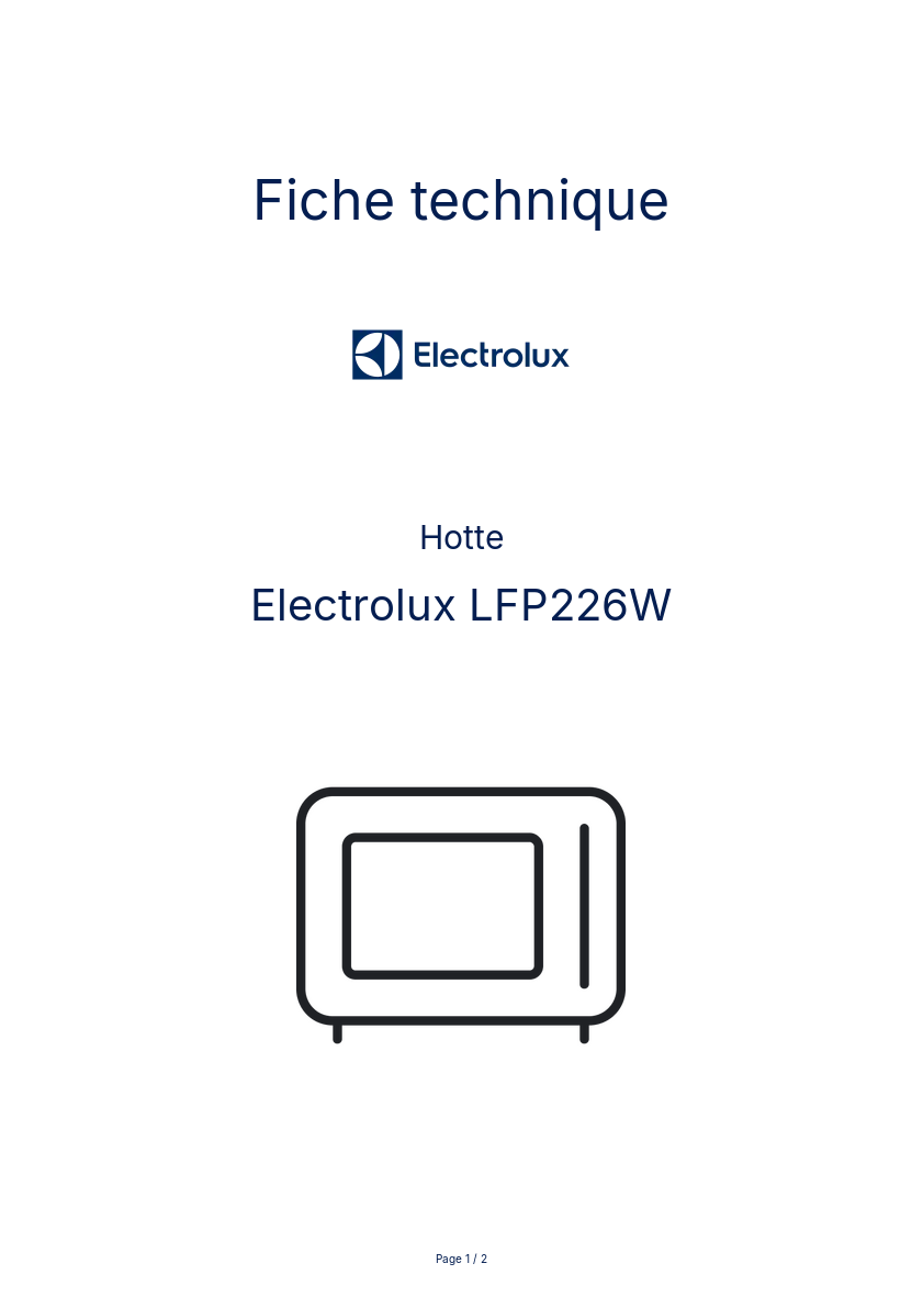 Page n°1 - Fiche technique Electrolux LFP226W