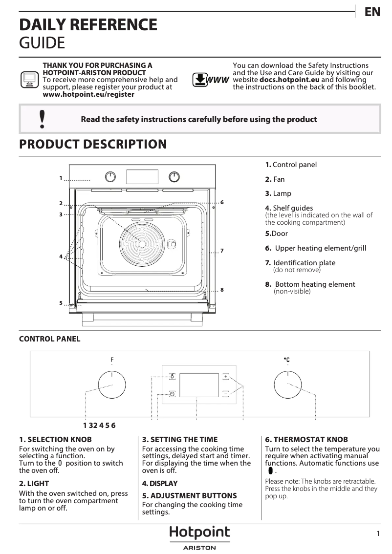 Page n°1 - Manuel utilisateur Hotpoint FA3 540 JH BL HA