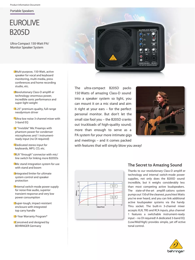 Page n°1 - Fiche technique Behringer Eurolive B205D