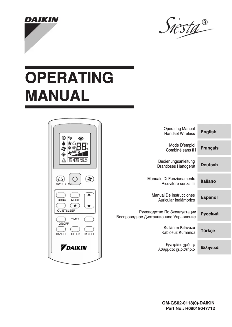 Page 1 de la notice Manuel utilisateur Daikin ATXC50AV1B