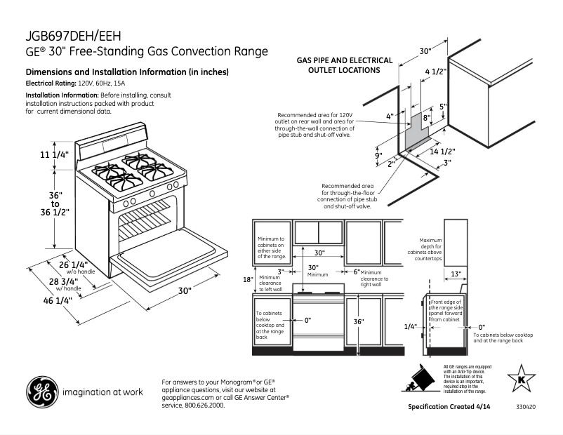 Page n°1 - Fiche technique GE JGB697DEHWW