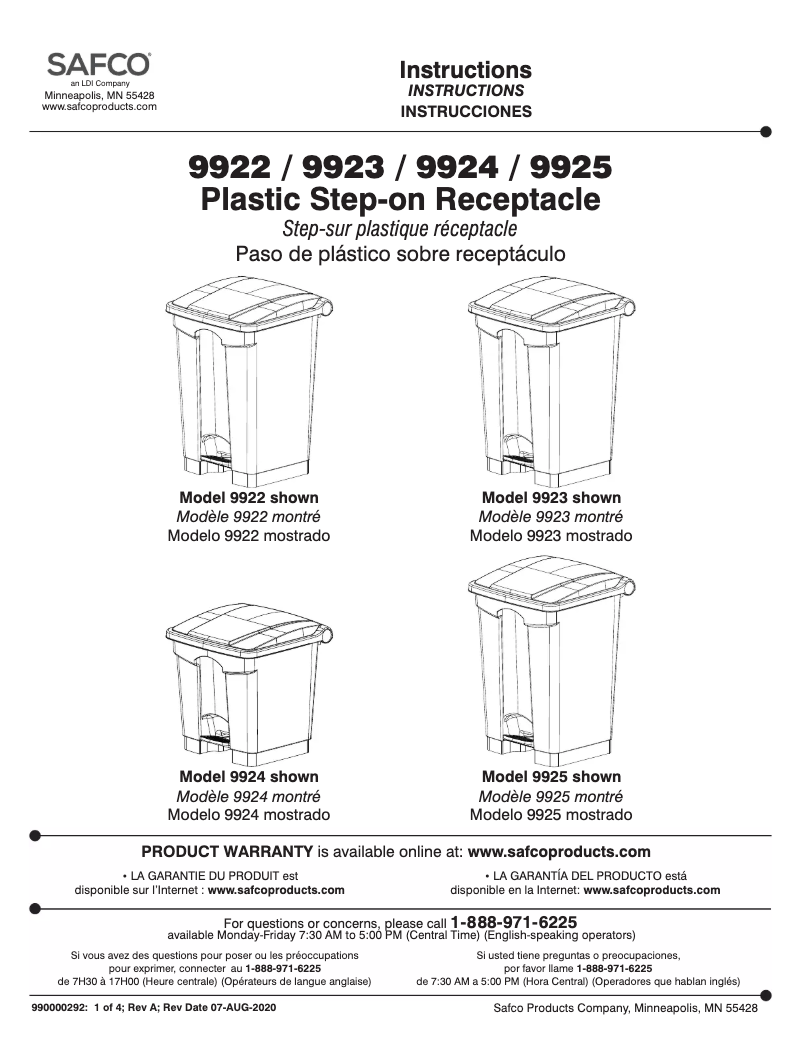 Image de la première page du manuel de l'appareil Plastic Step-On 9923