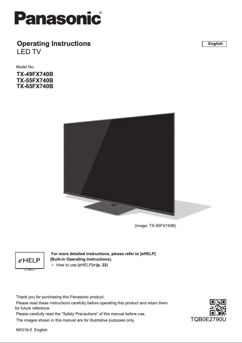 Page 1 de la notice Guide de démarrage rapide Panasonic TX-49FX740B