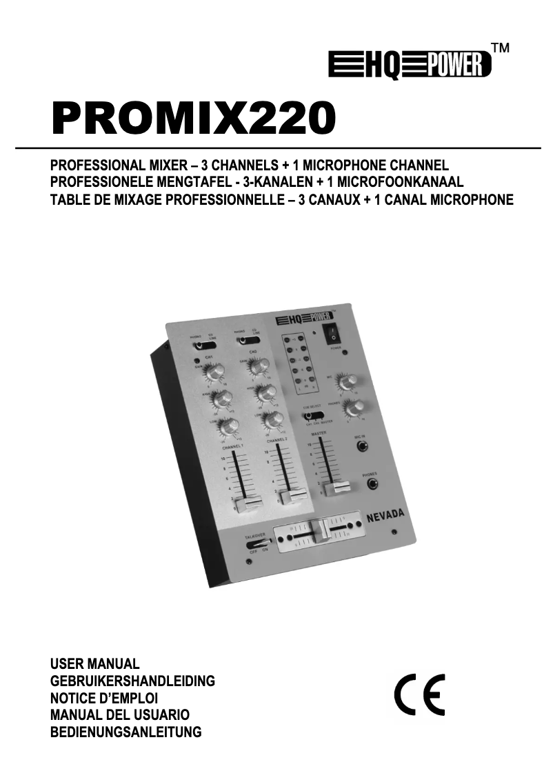 Page 1 de la notice Manuel utilisateur HQ Power PROMIX220