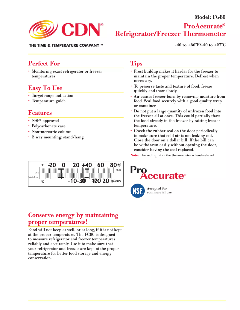 Page n°1 - Manuel utilisateur CDN ProAccurate FG80