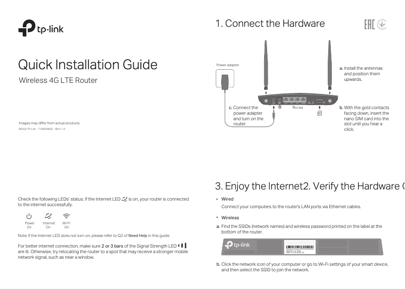 Page 1 de la notice Manuel utilisateur TP-Link Archer MR550