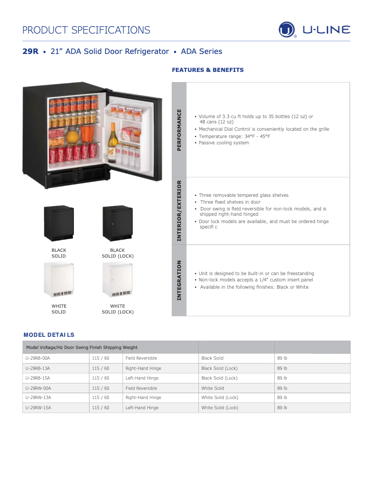 Image de la première page du manuel de l'appareil U-29R15A