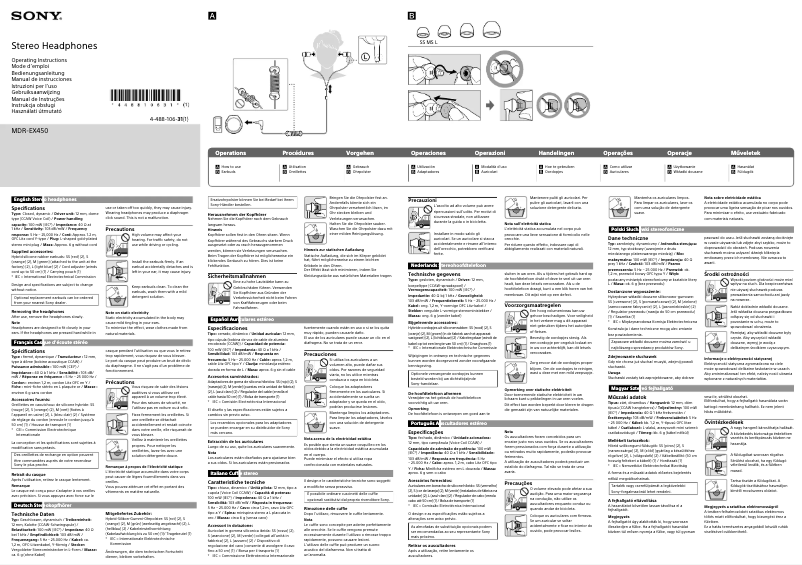 Page n°1 - Mode d'emploi Sony MDR-EX450
