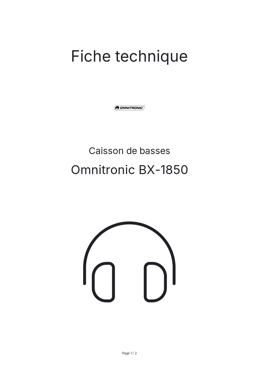 Page n°1 - Fiche technique Omnitronic BX-1850
