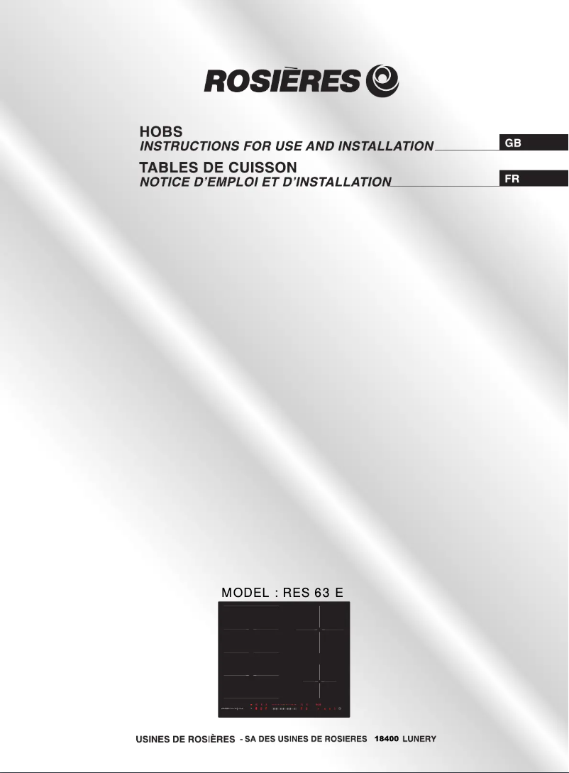 Page 1 de la notice Manuel utilisateur Rosieres RES 63 E