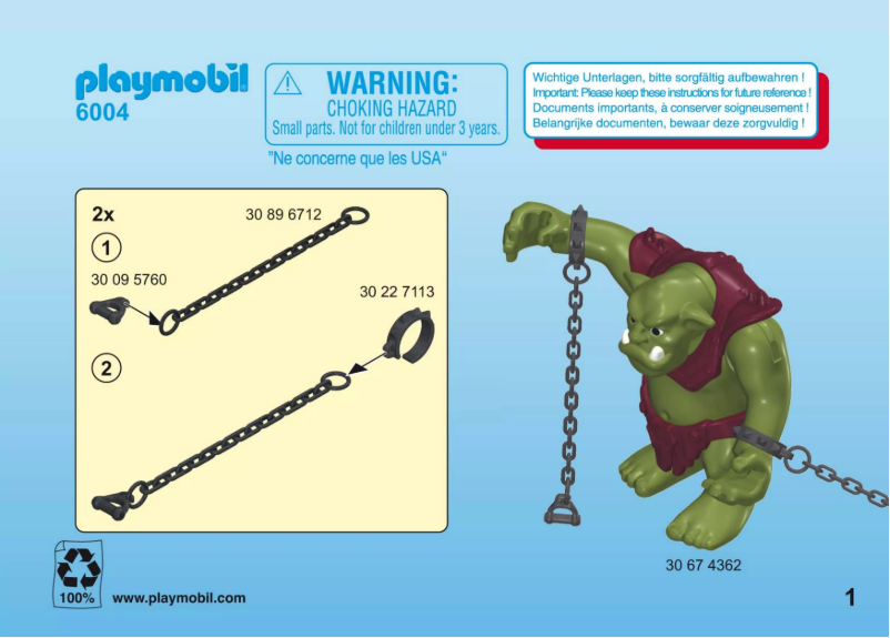 Page 1 of the manual User Manual Playmobil Knights Giant Troll with Dwarf Fighters