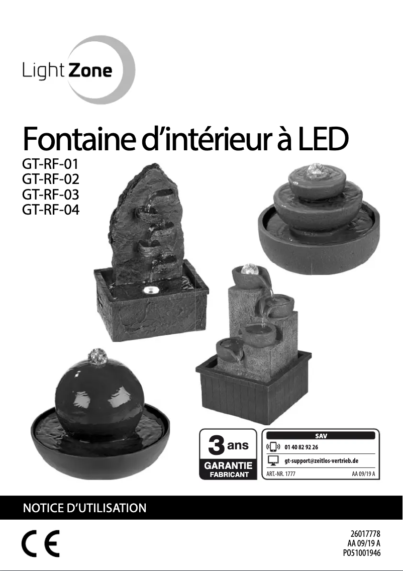 Page 1 de la notice Manuel utilisateur LightZone GT-RF-04