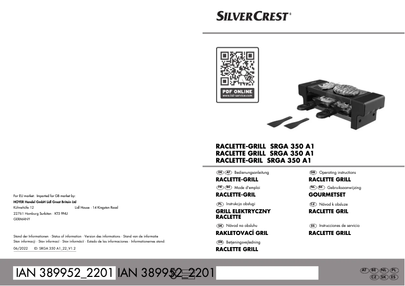 Page 1 de la notice Manuel utilisateur SilverCrest SRGA 350 A1