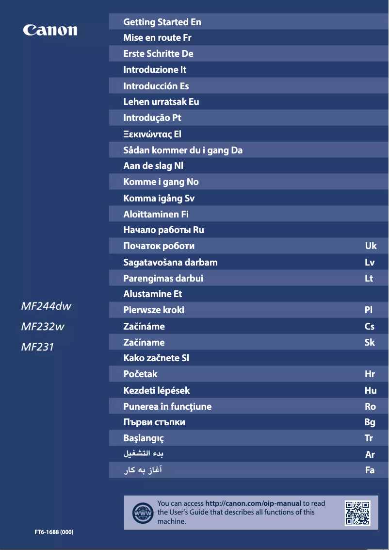 Image de la première page du manuel de l'appareil i-Sensys MF231