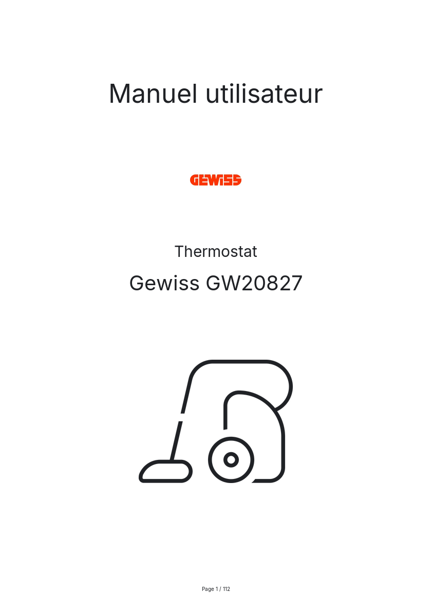 Page n°1 - Manuel utilisateur Gewiss GW20827