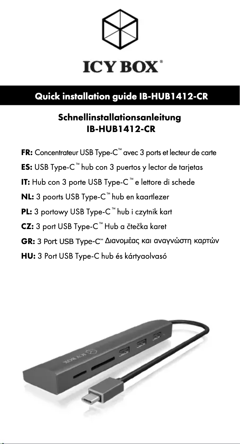Page 1 de la notice Manuel utilisateur Icy Box IB-HUB1412-CR