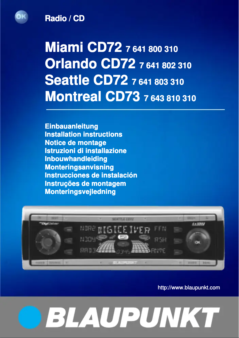Page 1 de la notice Manuel utilisateur Blaupunkt Orlando CD72