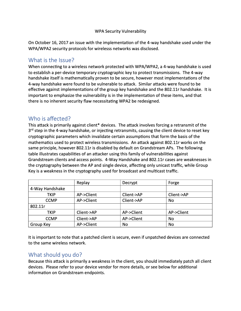 Page 1 de la notice Instructions de sécurité Grandstream GXP1760W