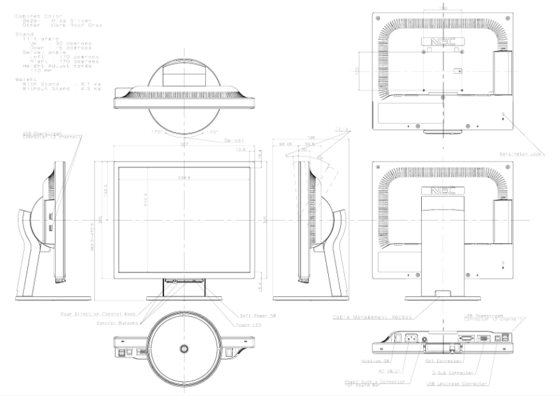 Página 1 del manual Dibujo técnico NEC MultiSync LCD1770GX