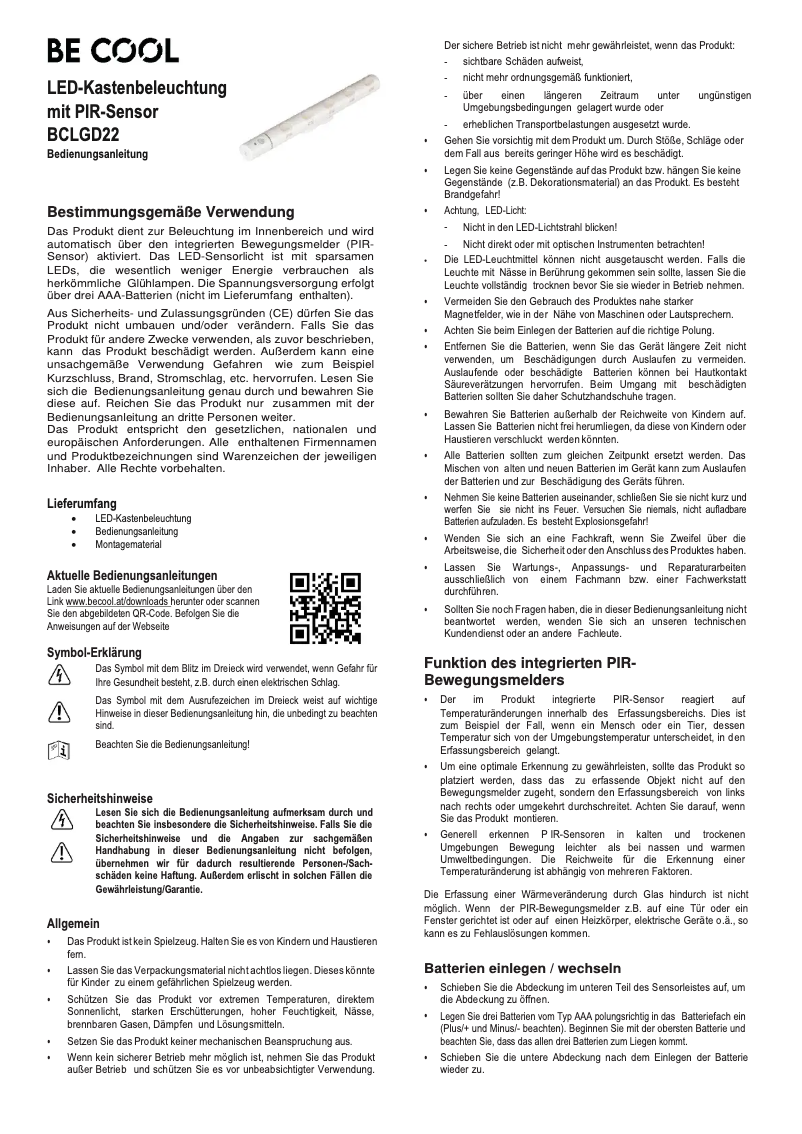 Página 1 del manual Manual de usuario Be Cool BCLGD22