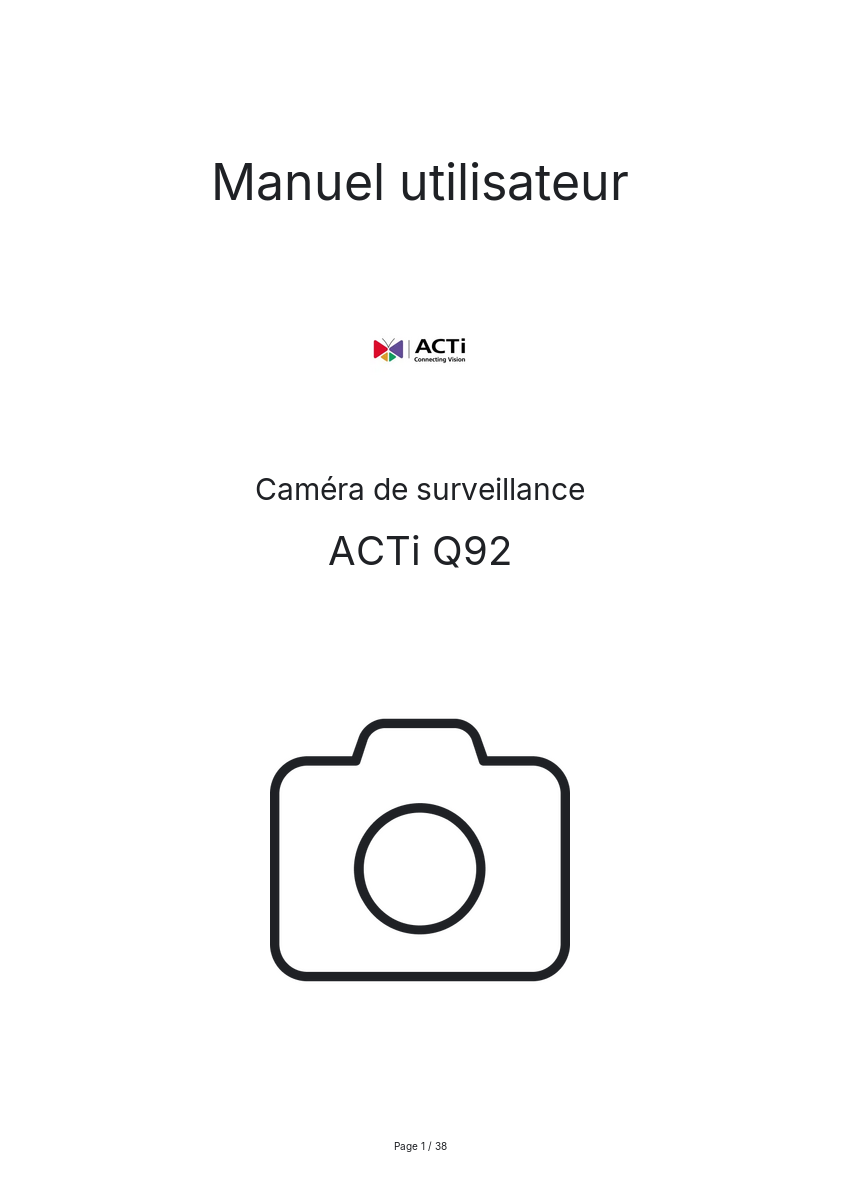 Image de la première page du manuel de l'appareil Q92