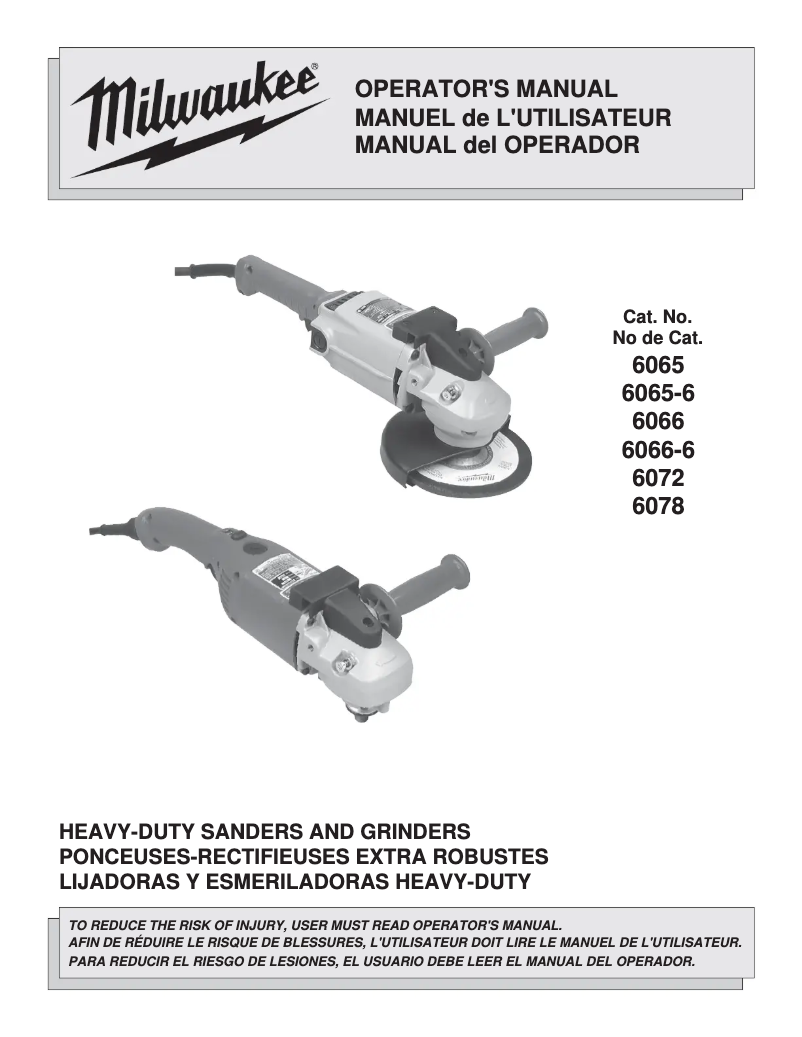 Page n°1 - Manuel d'utilisation et d'entretien Milwaukee 6066-6