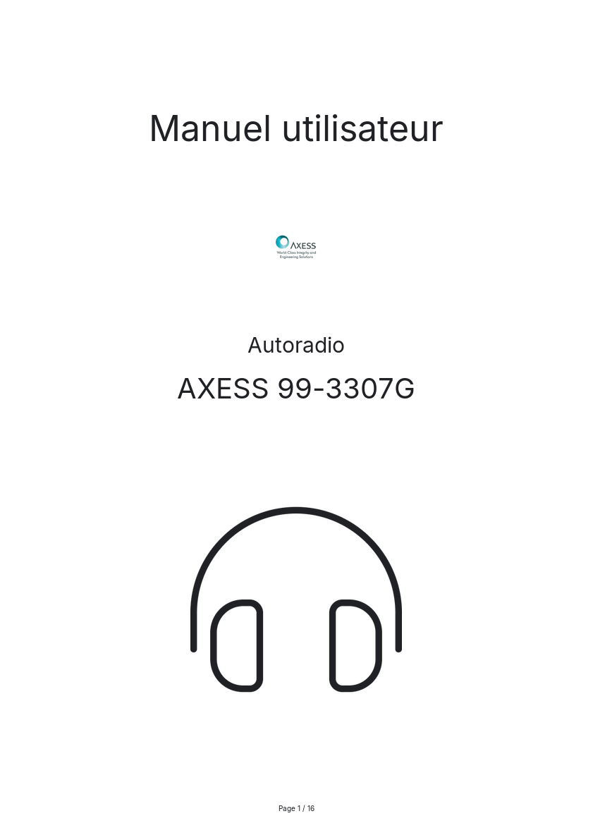Page n°1 - Manuel utilisateur AXESS 99-3307G