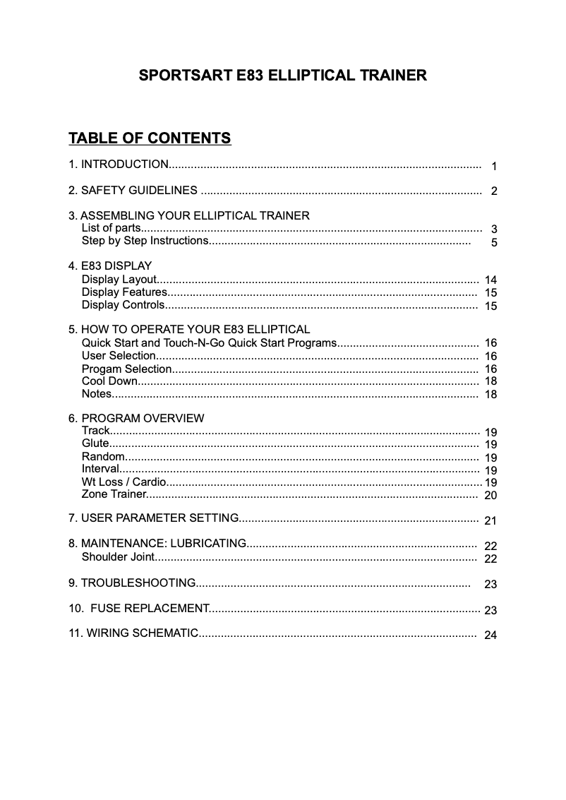 Page 1 de la notice Manuel utilisateur SportsArt E83