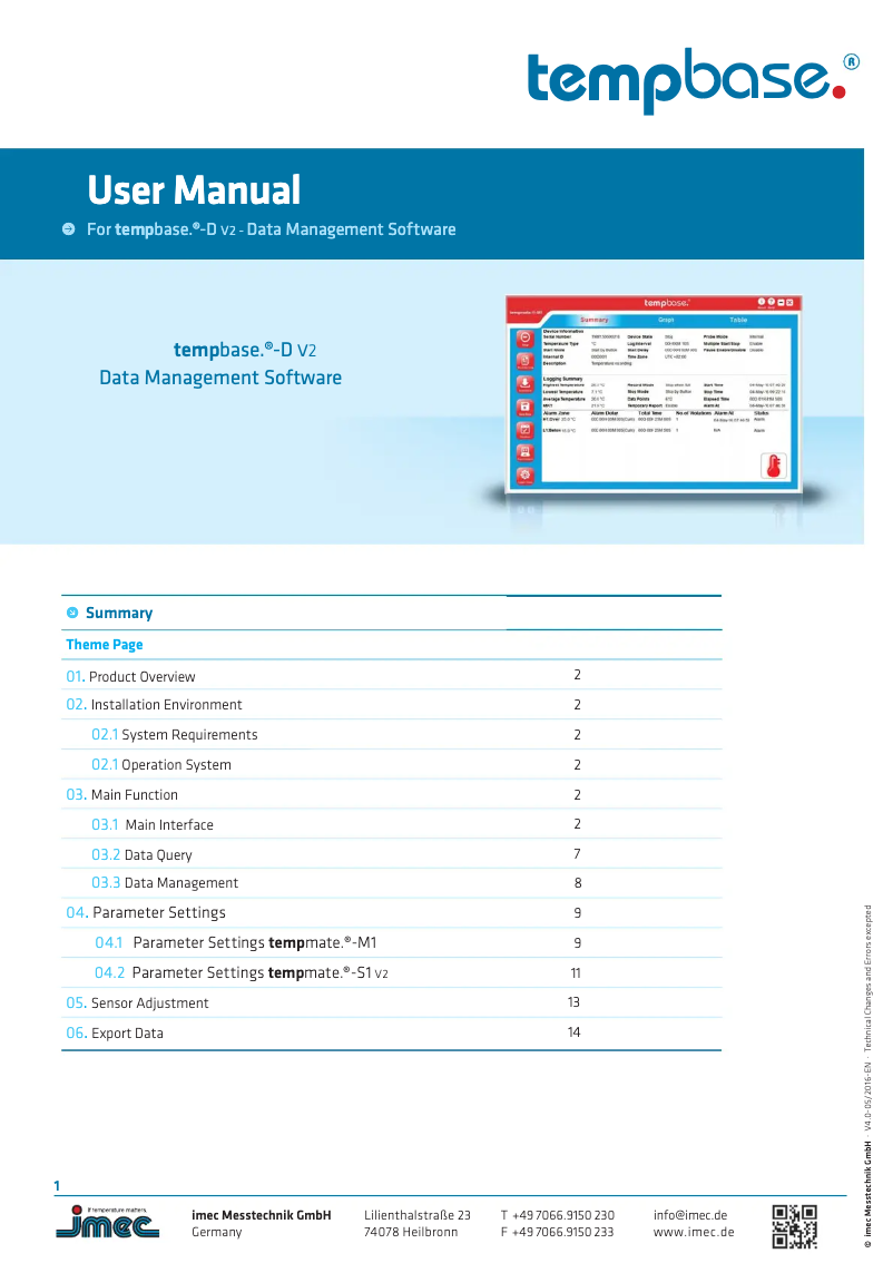 Page 1 de la notice Manuel utilisateur tempmate S1