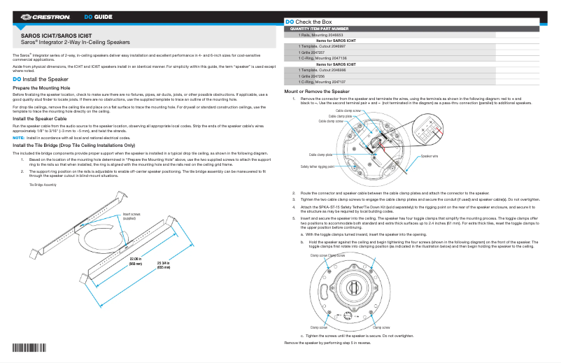 Page n°1 - Manuel utilisateur Crestron SAROS ICI6T-W-T-EACH