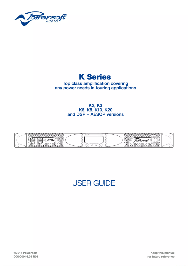 Page 1 de la notice Manuel utilisateur Powersoft K6
